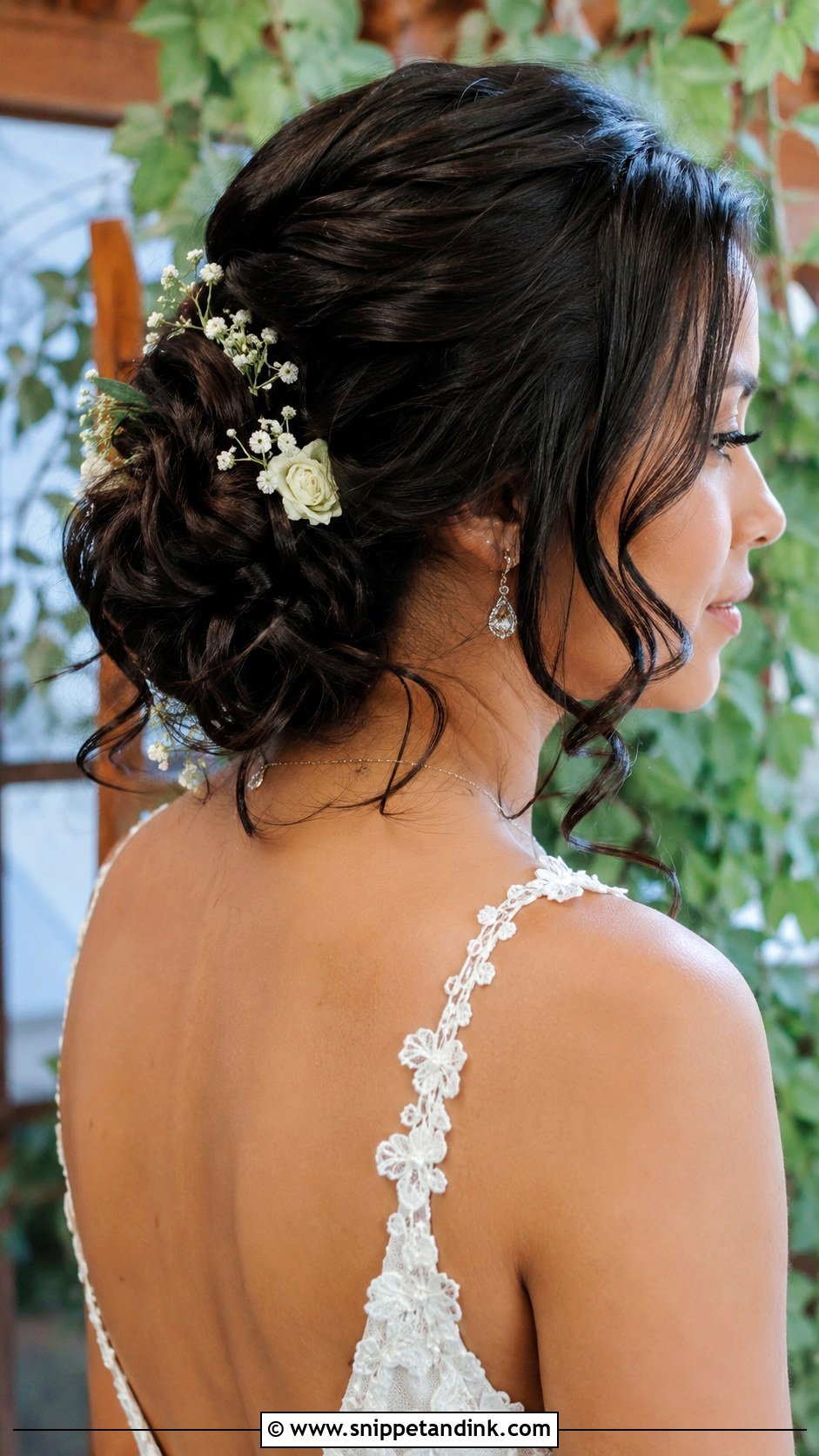 Romantic Twisted Updo With Loose Curls - Snippet and Ink - 20 Medium Length Hairstyles for Wedding Guest