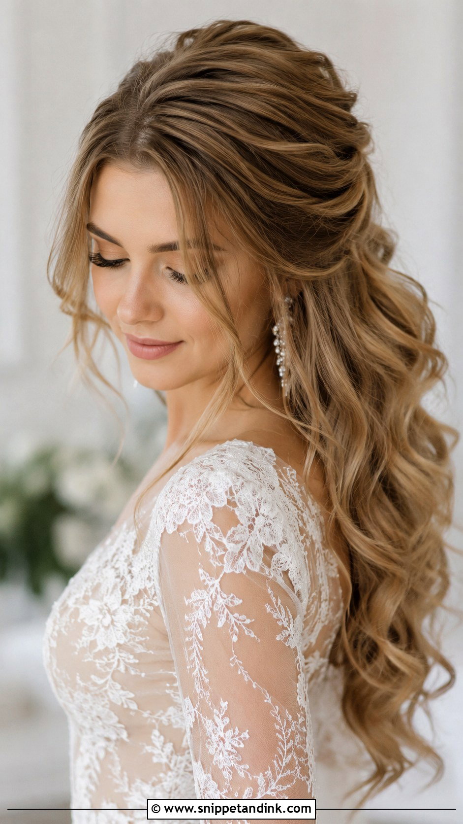 Romantic Updo Front With Hair Down - Snippet and Ink - 35 Wedding Hair Down Ideas