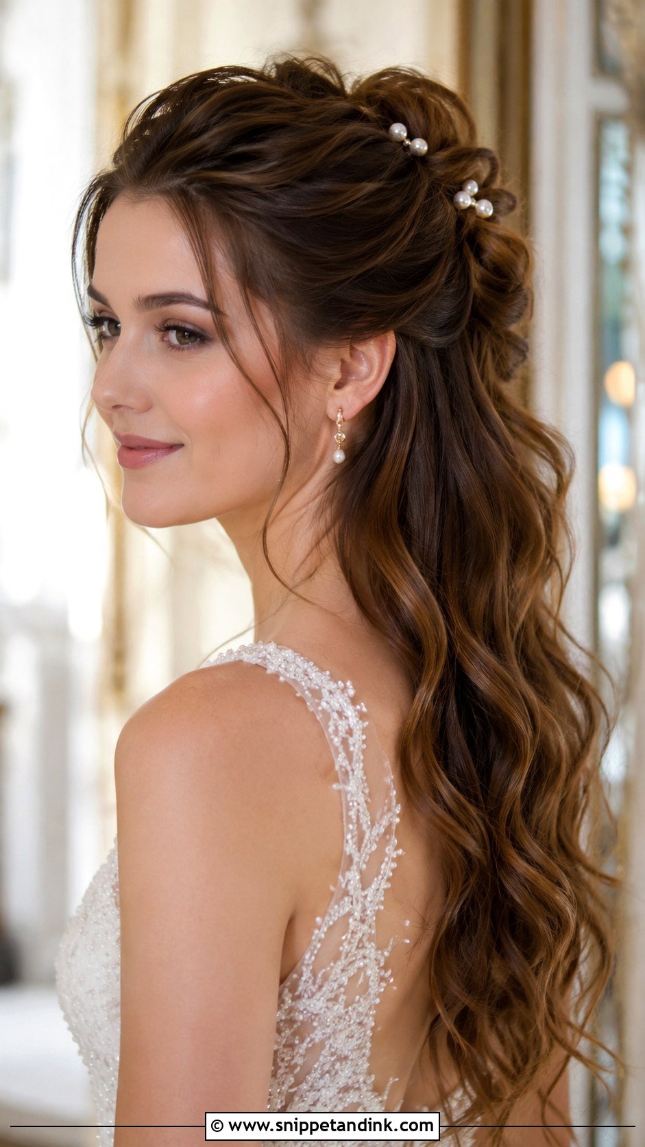 Romantic Updo Front with Hair Down Back - Snippet and Ink - 30 Classy Wedding Hair Down Ideas