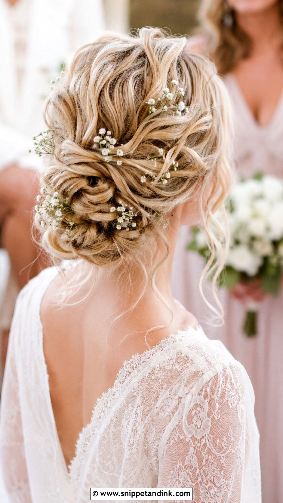 Romantic Updo With Babys Breath - Snippet and Ink - 35 Wedding Hair Updo Ideas
