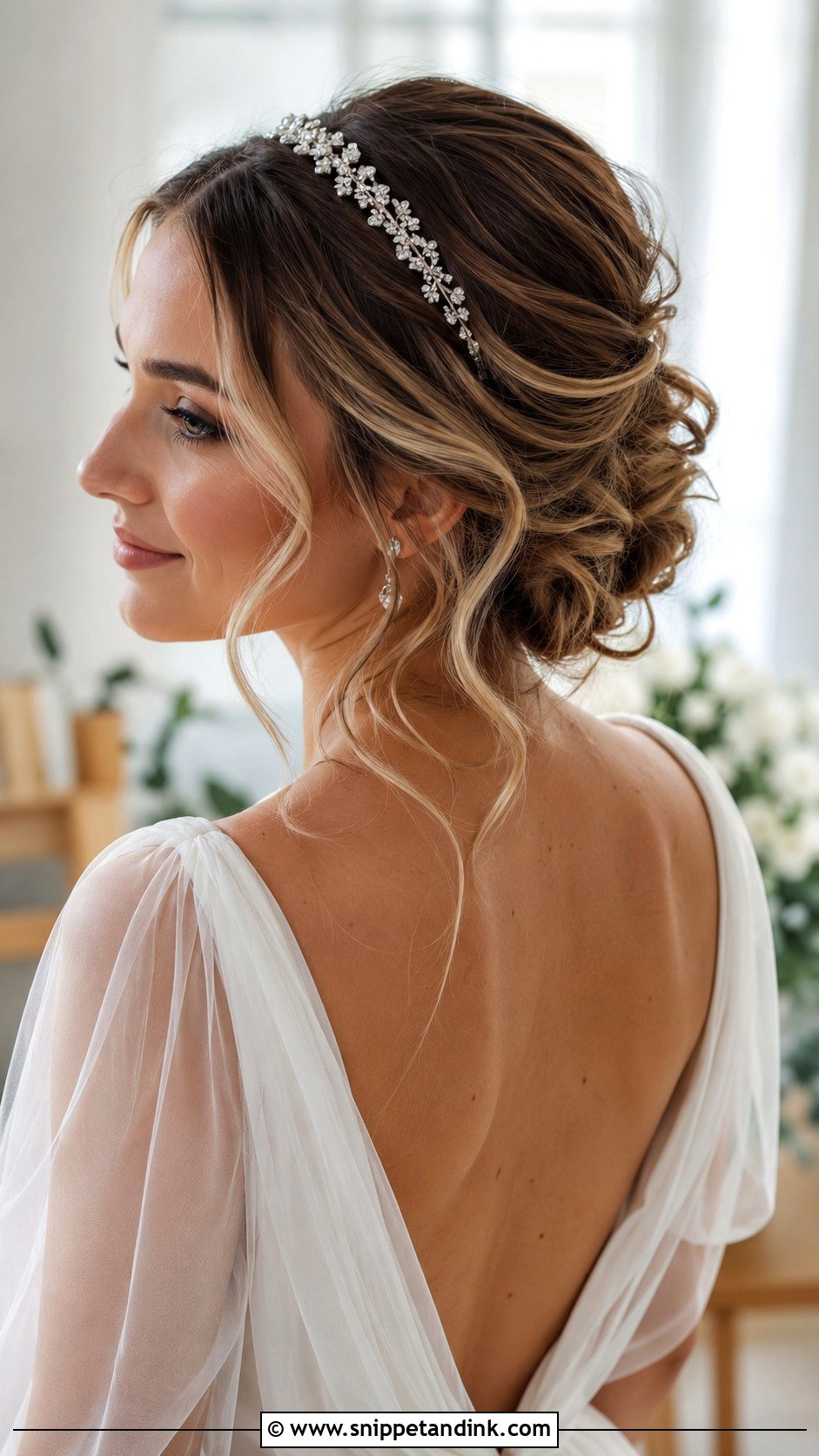 Romantic Updo With Beaded Headband - Snippet and Ink - 20 Bridal Updo with Headband Ideas