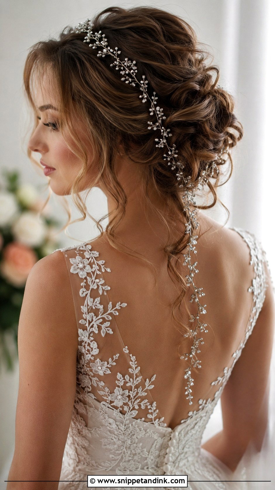 Romantic Updo With Cascading Hair Vine - Snippet and Ink - 20 Hair Vine Hairstyles