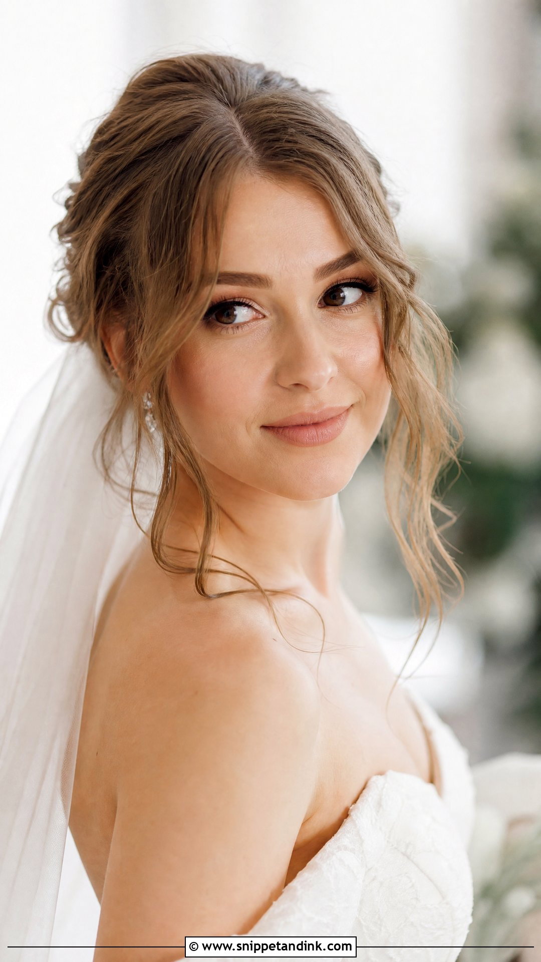 Romantic Updo With Face Framing Bangs - Snippet and Ink - 20 White Wedding Hairstyles