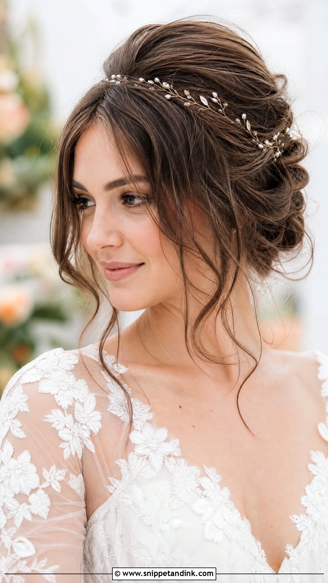 Romantic Updo With Face Framing Pieces - Snippet and Ink - 20 Wedding Hair Brown Ideas