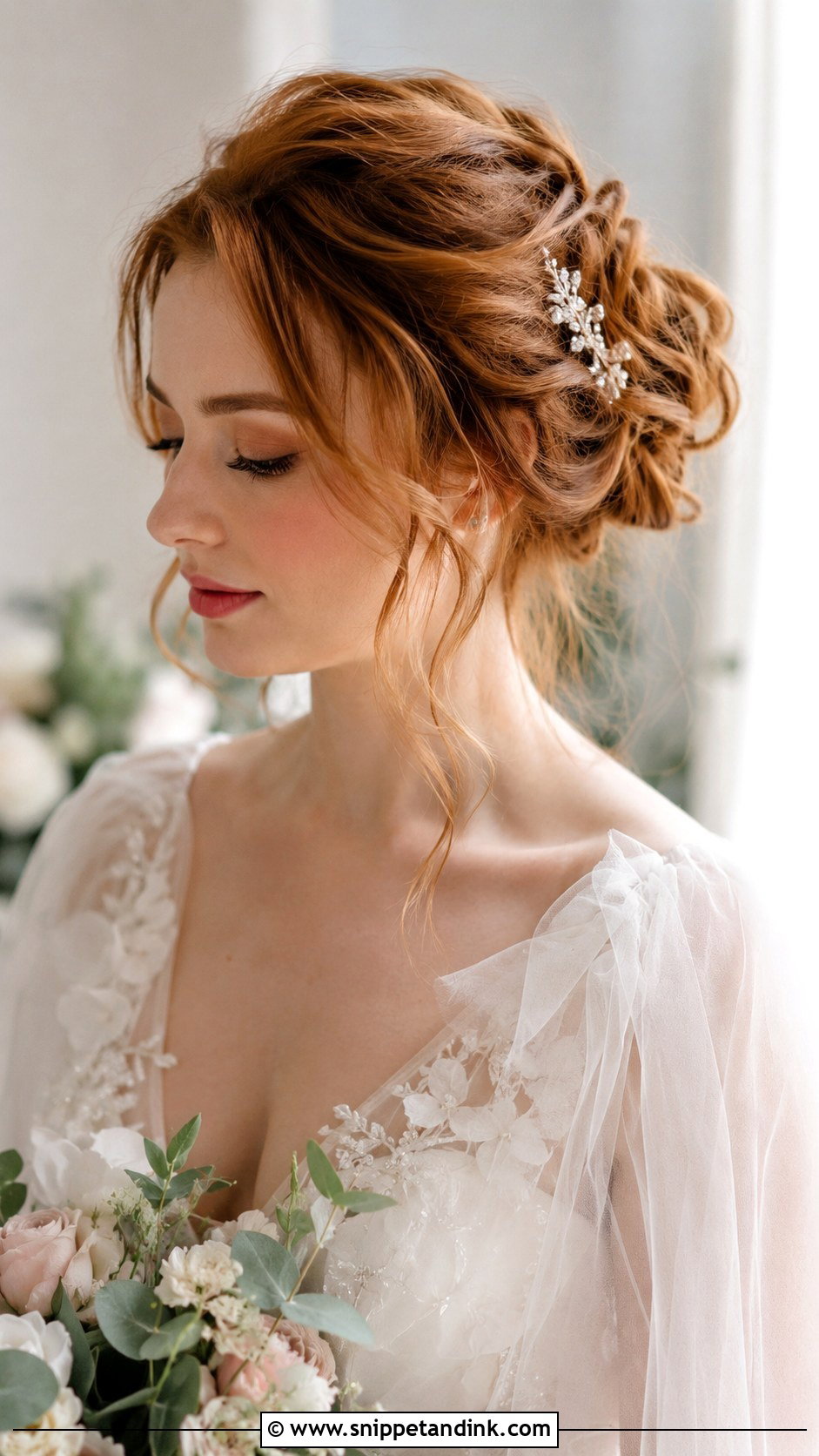 Romantic Updo With Face Framing Tendrils - Snippet and Ink - 25 Wedding Bridal Hairstyles
