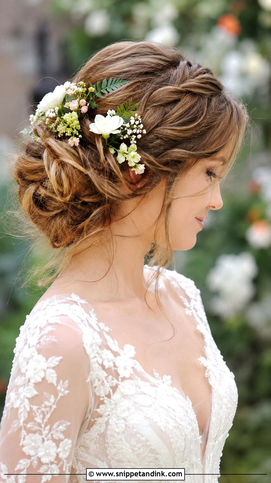 Romantic Updo With Flowers - Snippet and Ink - 25 Cute Hairstyles for Wedding Guest
