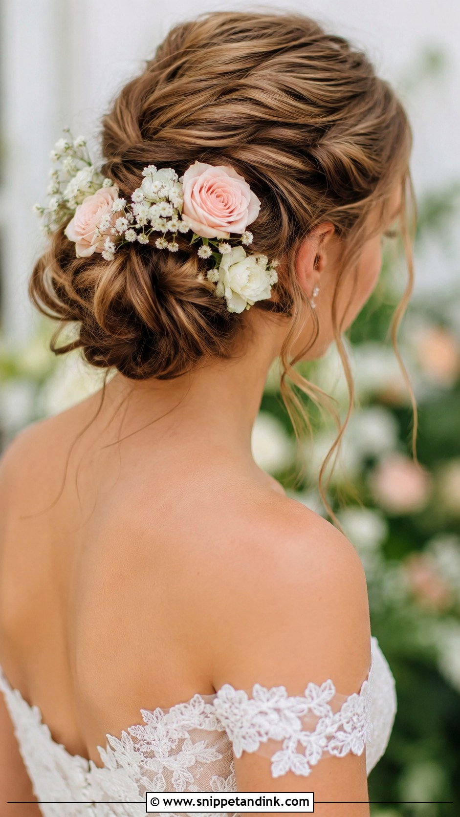Romantic Updo With Flowers - Snippet and Ink - 30 Bridal Hair Styles