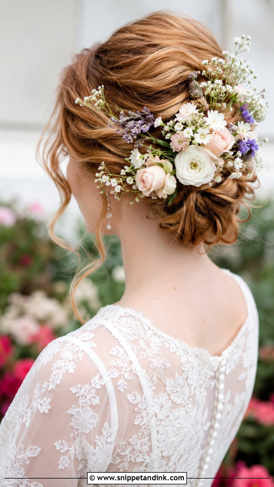 Romantic Updo With Flowers - Snippet and Ink - 20 Wedding Hair Up Bride Ideas