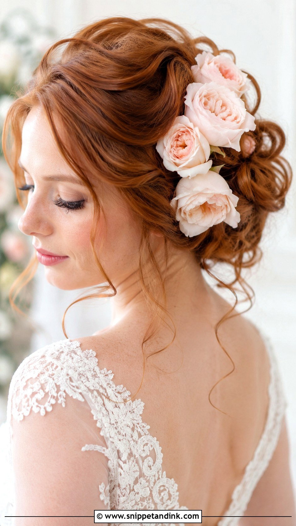 Romantic Updo With Garden Roses - Snippet and Ink - 25 Bridal Hair with Flowers