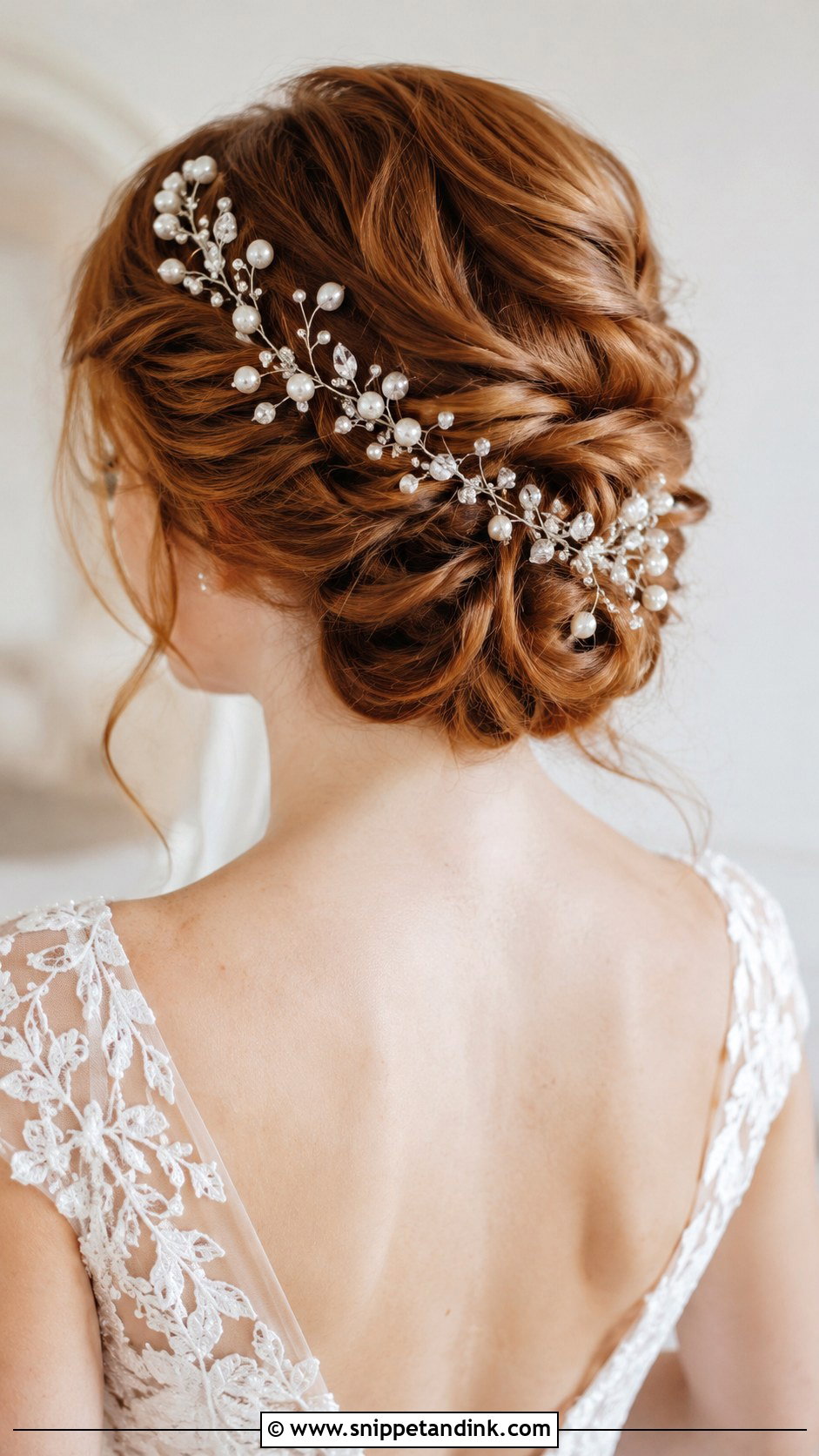 Romantic Updo With Hair Vine - Snippet and Ink - 20 Medium Hair Updo for Wedding Ideas