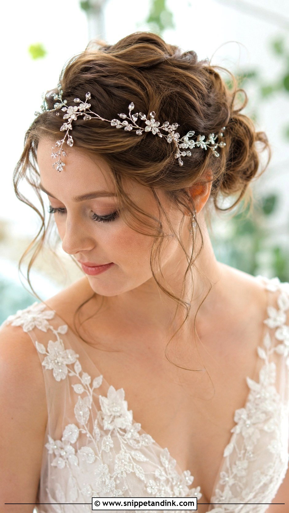 Romantic Updo With Hair Vine - Snippet and Ink - 20 Bridal Hairstyle for Big Forehead Ideas