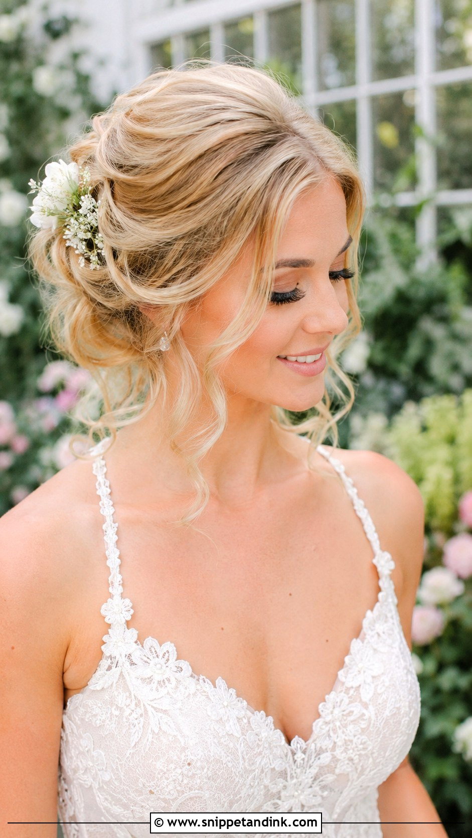 Romantic Updo With Loose Tendrils - Snippet and Ink - 25 Elegant Bridal Hairstyles