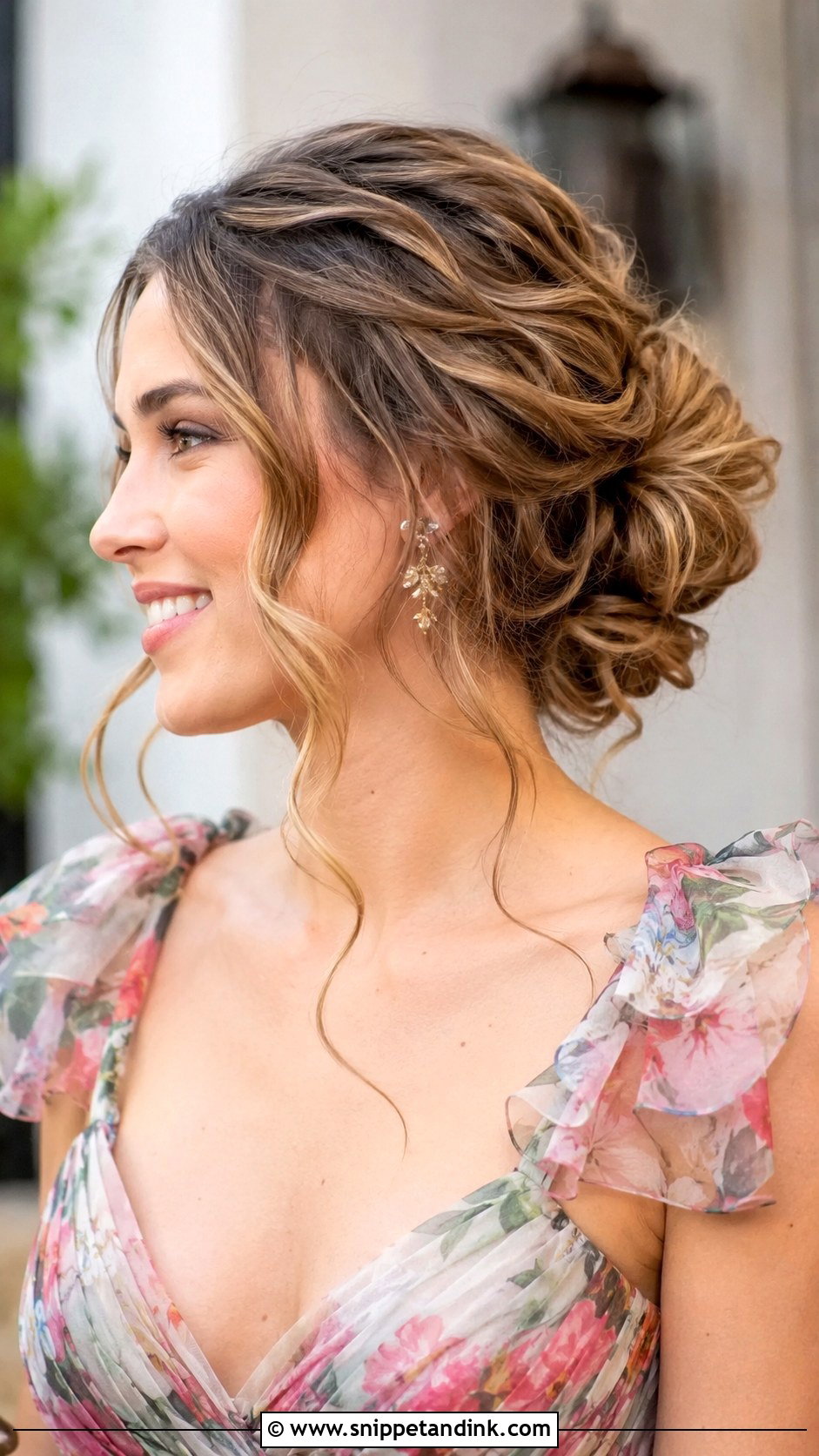 Romantic Updo With Loose Tendrils - Snippet and Ink - 30 Medium Length Hair Styles Wedding Guest