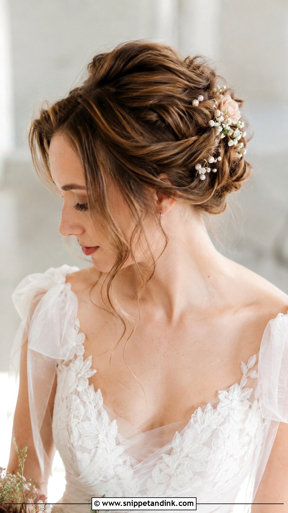 Romantic Updo With Loose Tendrils - Snippet and Ink - 20 Formal Hairstyles for Short Hair Wedding