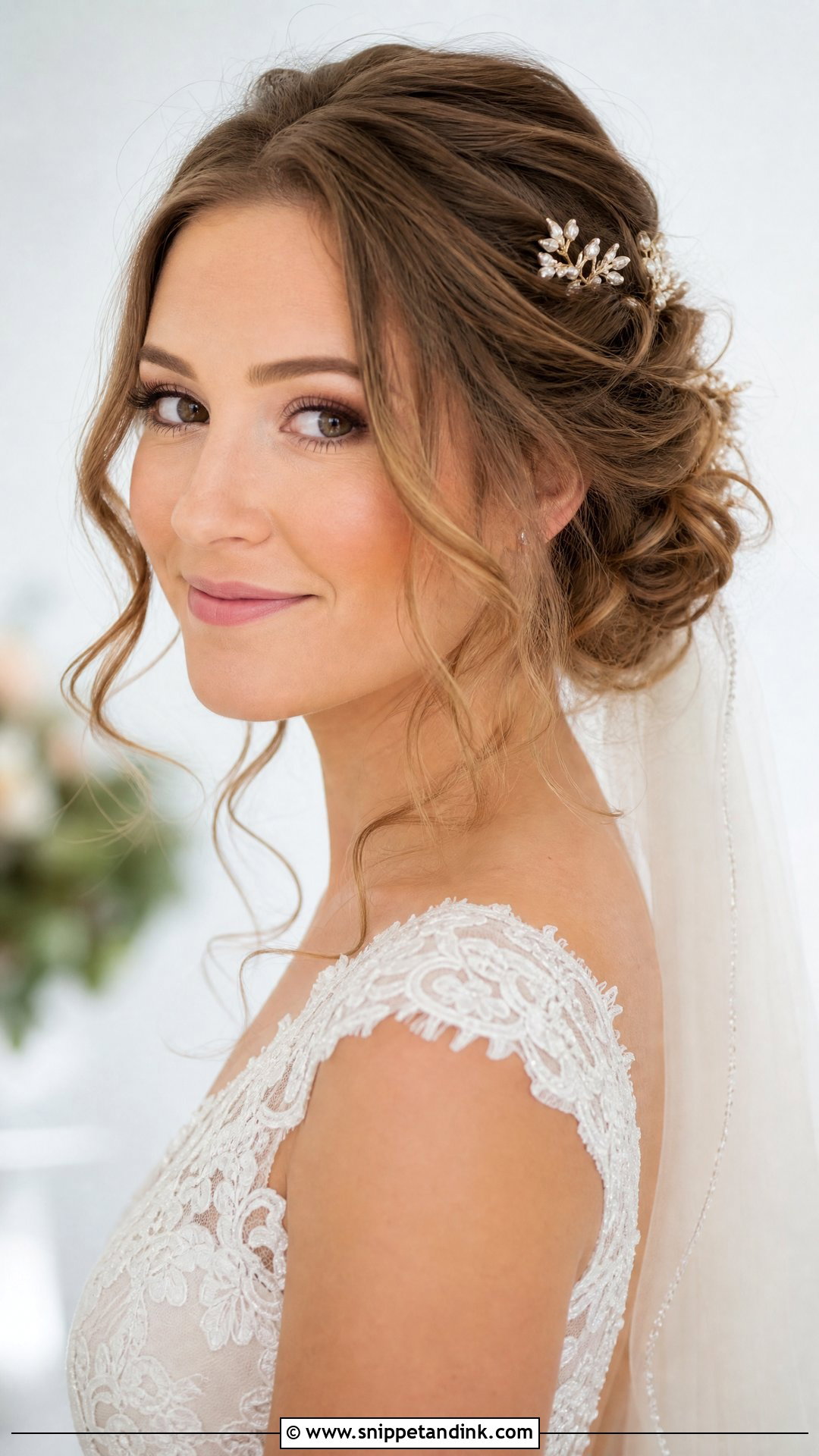 Romantic Updo With Loose Tendrils - Snippet and Ink - 20 Front Bridal Hairstyles