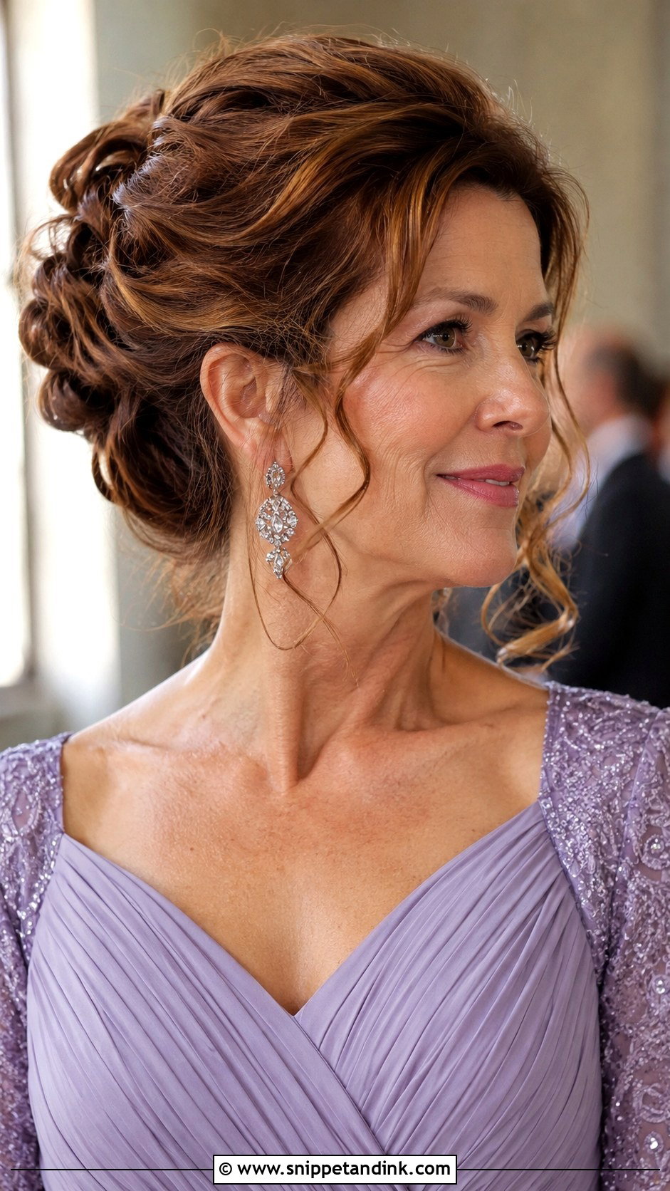 Romantic Updo With Loose Tendrils - Snippet and Ink - 20 Mother of the Groom Medium Hairstyles
