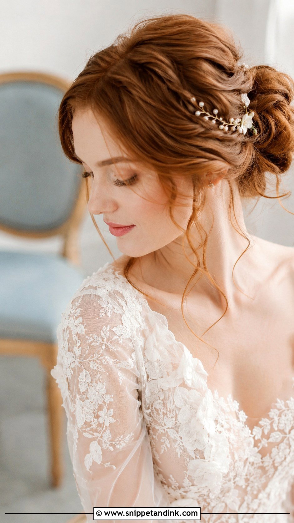 Romantic Updo With Loose Tendrils for Medium Hair - Snippet and Ink - 25 Hairstyles for Medium Length Hair Wedding