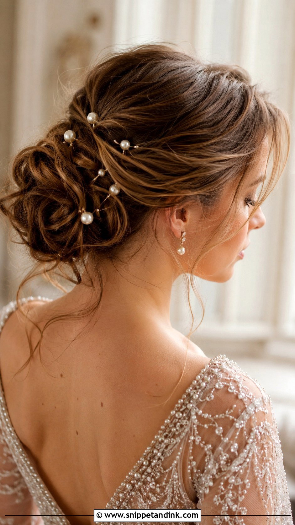 Romantic Updo With Pearl Pins - Snippet and Ink - 25 Long Hair Updo for Wedding Ideas