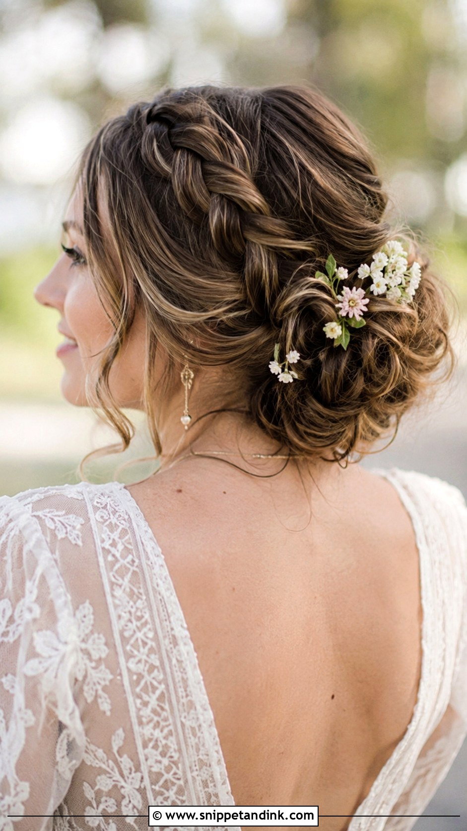 Romantic Updo With Side Braid - Snippet and Ink - 20 Round Face Bridal Hair Ideas