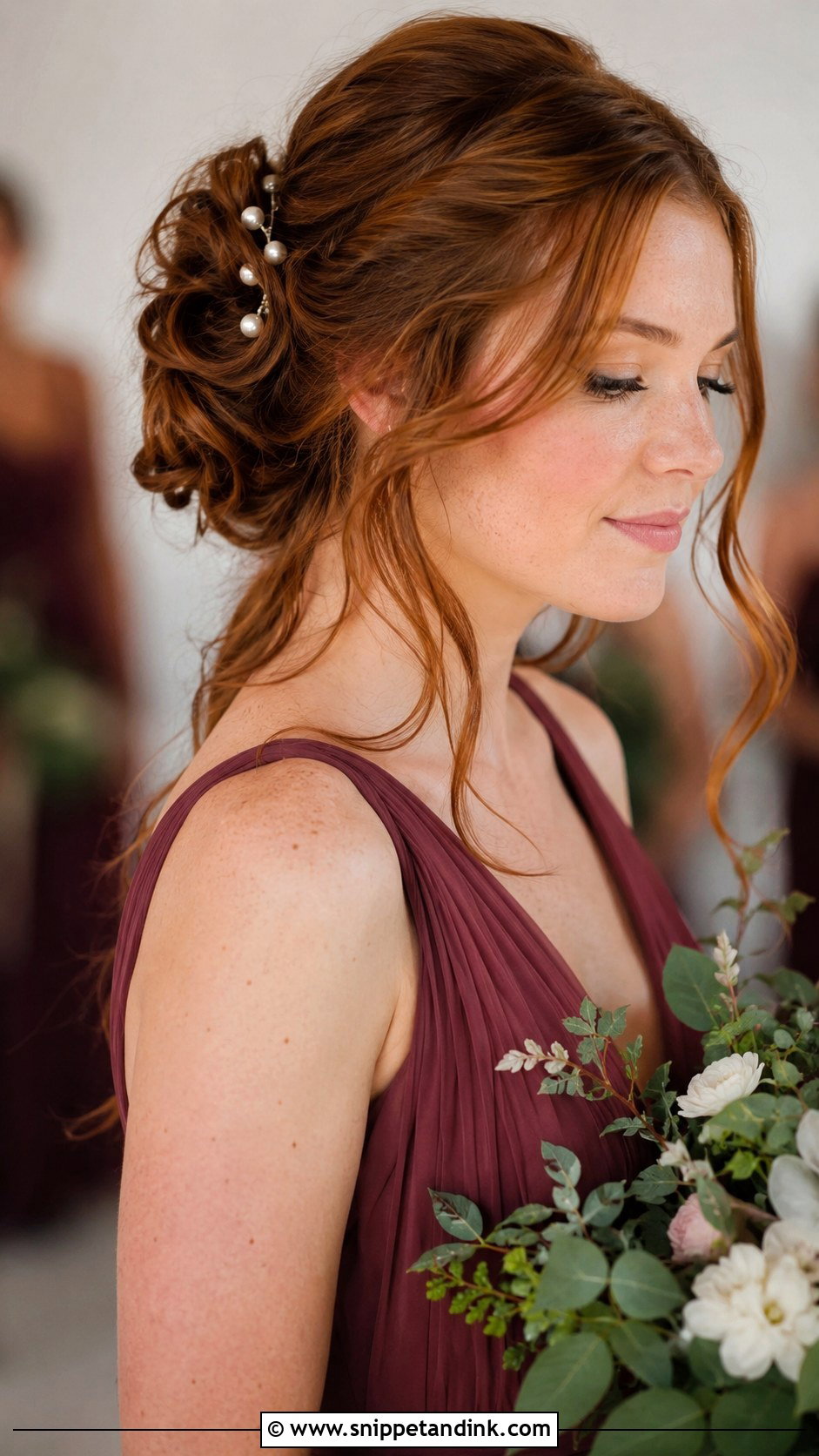 Romantic Updo With Tendrils - Snippet and Ink - 30 Bridemaids Hairstyles