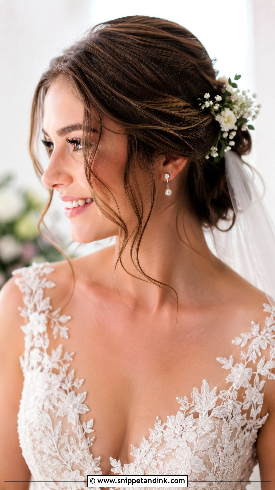 Romantic Updo With Tendrils Wedding Hairstyle - Snippet and Ink - 35 Wedding Hairstyle Ideas