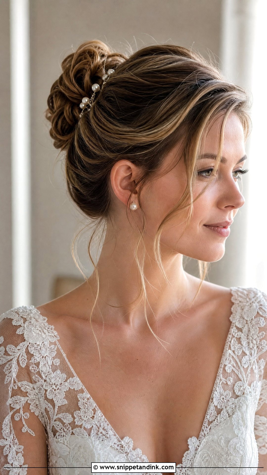 Romantic Updo With Tendrils - Snippet and Ink - 20 Old Money Wedding Hair Ideas