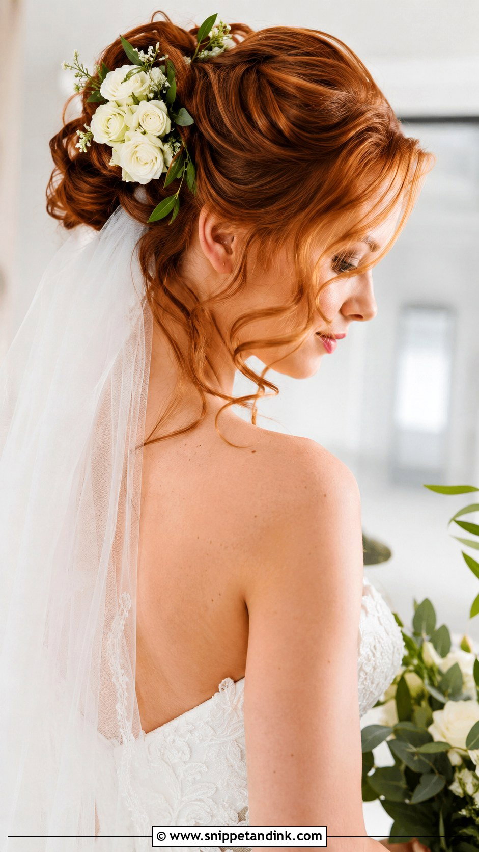 Romantic Updo for Strapless Gown - Snippet and Ink - 25 Wedding Hairstyles for Strapless Dress