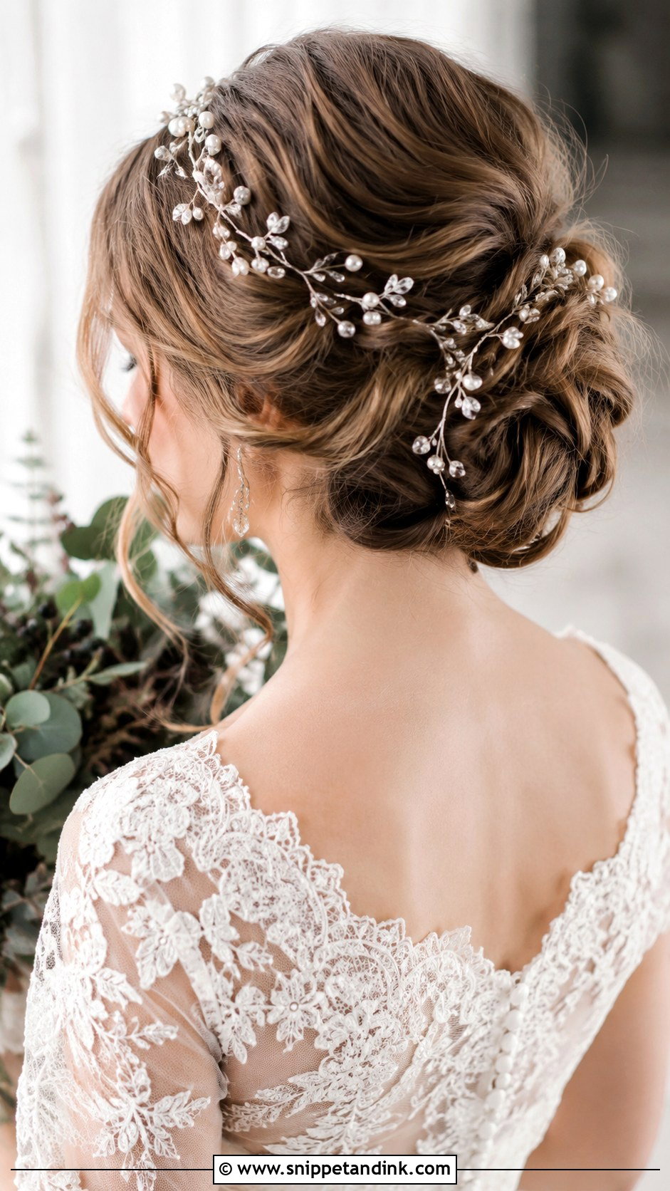 Romantic Updo with Hair Vine - Snippet and Ink - 30 Updo Hairstyles for Wedding