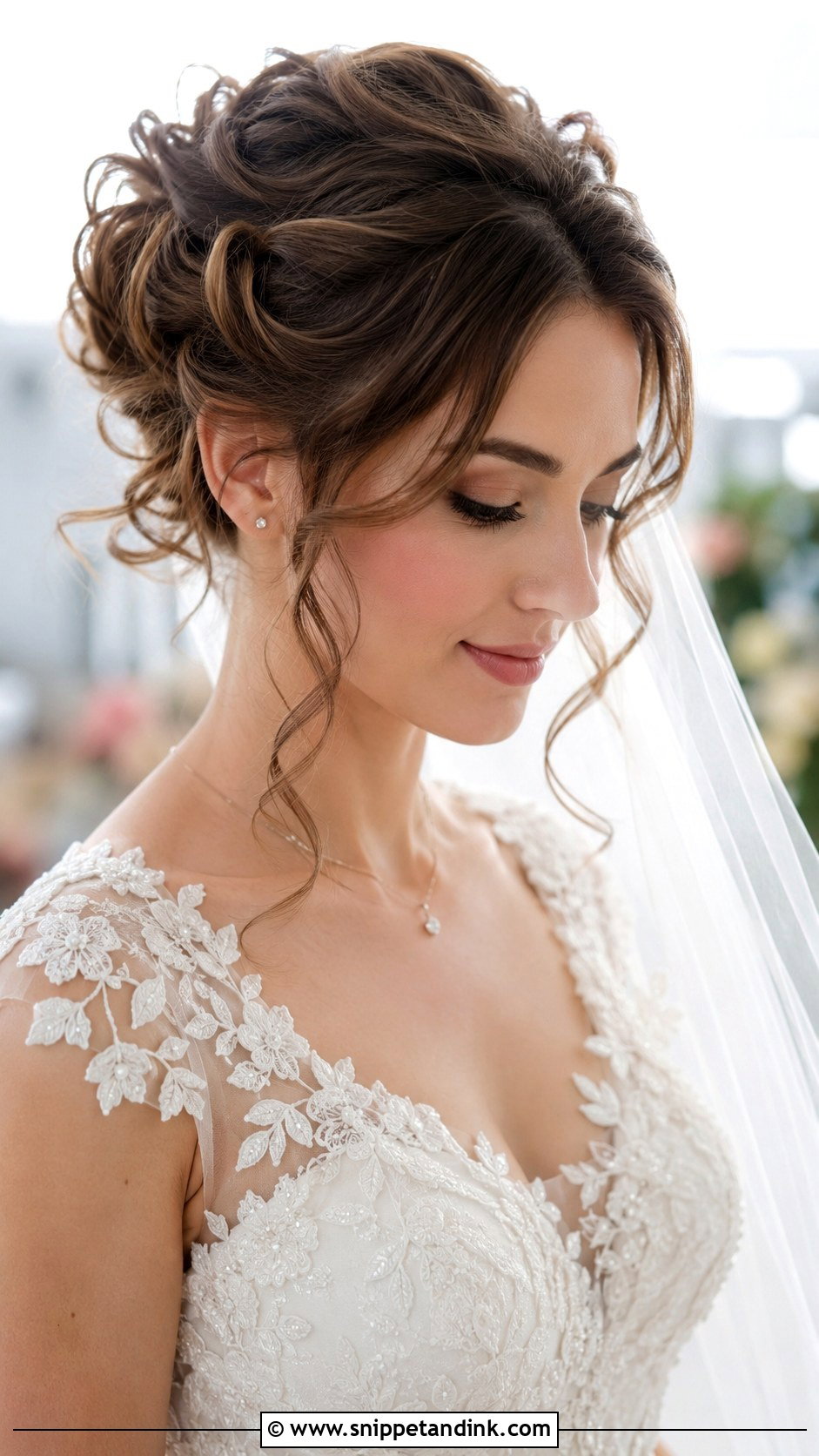 Romantic Updo with Loose Curls - Snippet and Ink - 25 Wedding Hairstyles for Round Faces