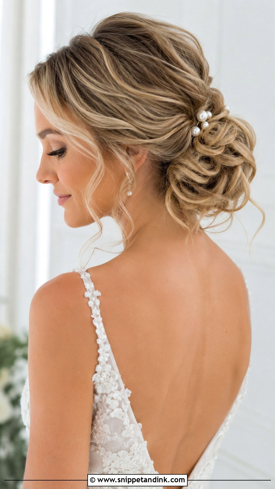 Romantic Updo with Tendrils - Snippet and Ink - 30 Wedding Hair Styles