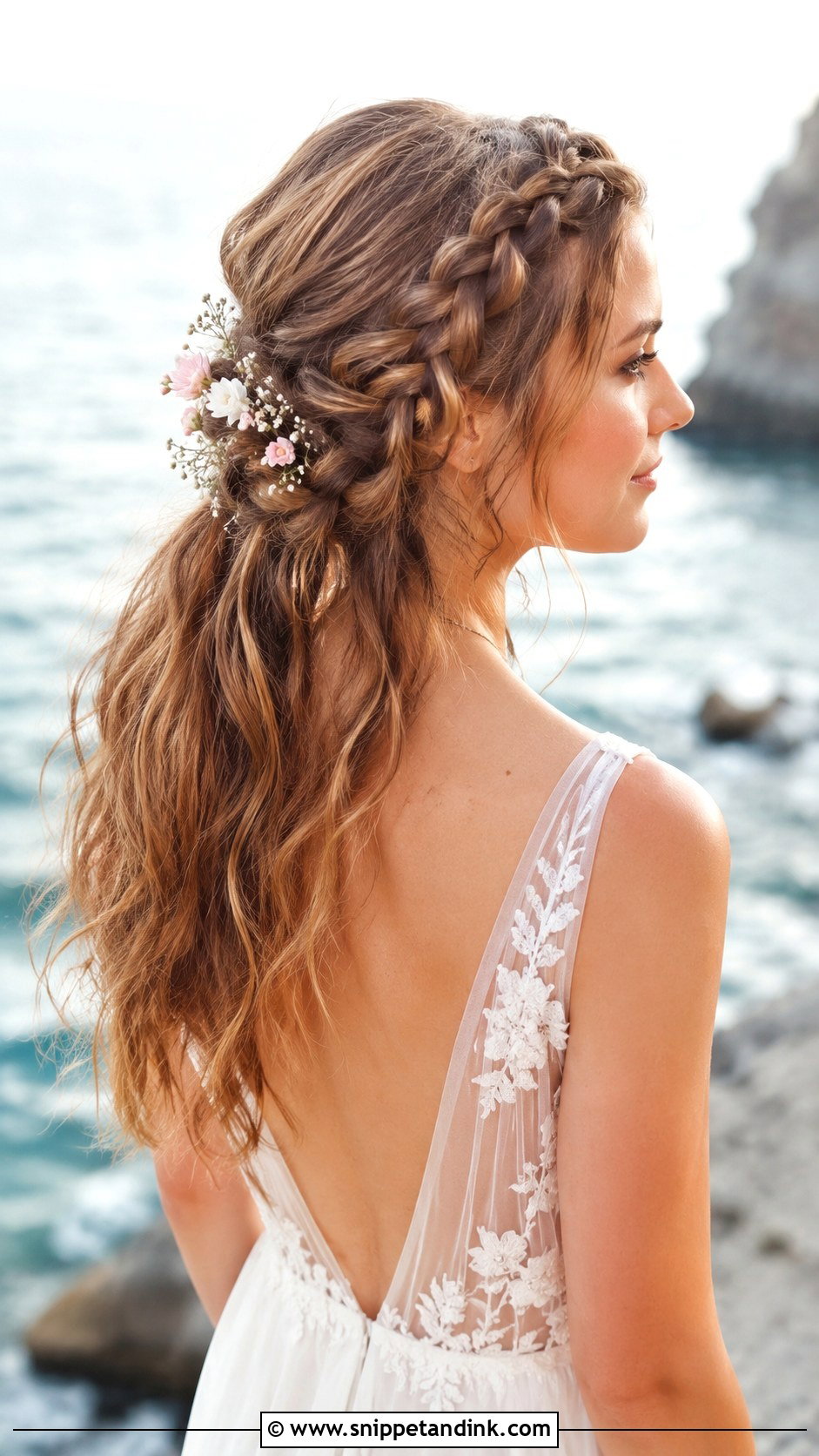 Romantic Waterfall Braid - Snippet and Ink - 25 Beach Wedding Hairstyles