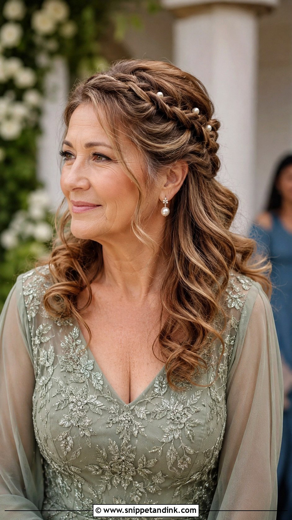 Romantic Waterfall Braid - Snippet and Ink - 30 Mother of the Bride Hair Down Ideas