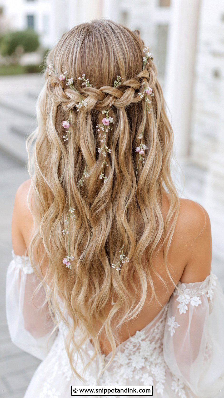 Romantic Waterfall Braid Hairstyle - Snippet and Ink - 25 Long Wedding Hair Ideas