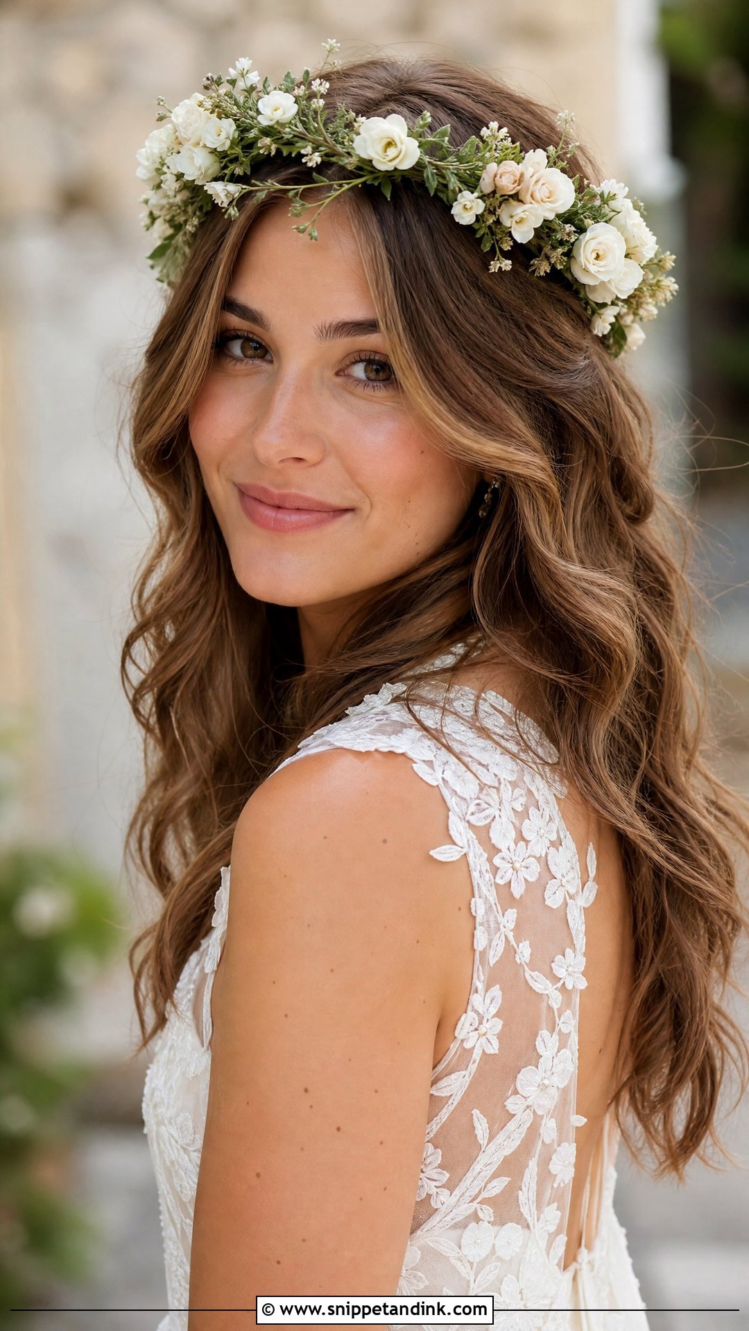 Romantic Wedding Hairstyle With Floral Crown - Snippet and Ink - 15 Fantasy Wedding Hairstyles