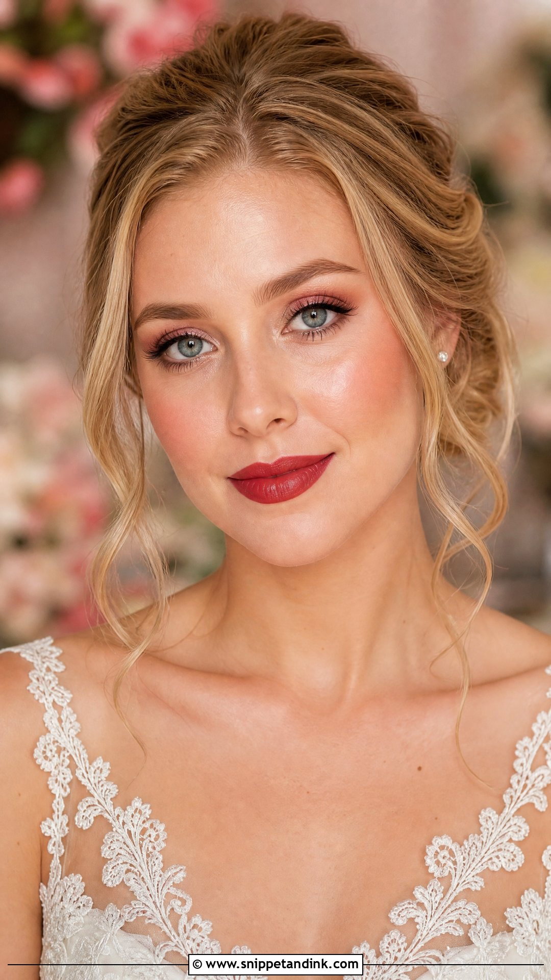 Romantic Wedding Makeup With Red Lipstick - Snippet and Ink - 20 Wedding Makeup Red Lipstick Ideas