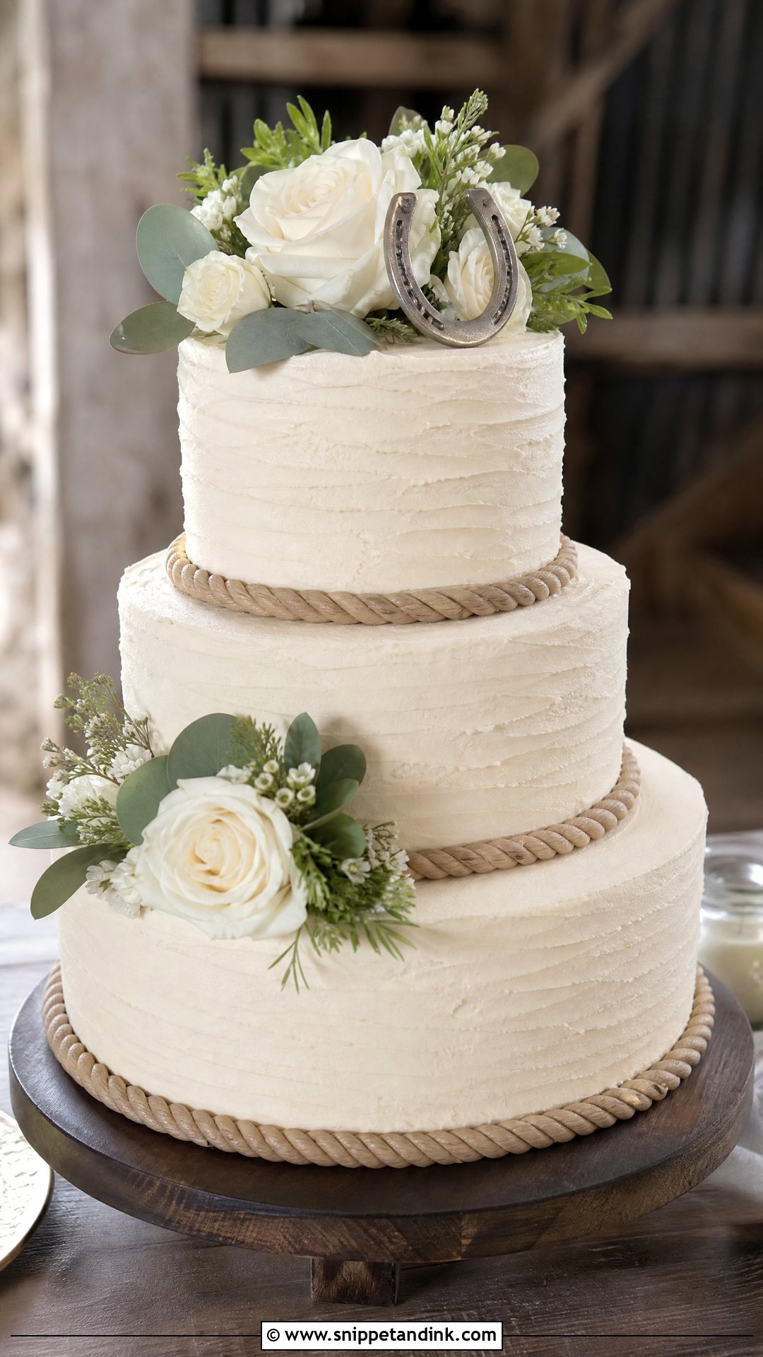 Rope Border Wedding Cake - Snippet and Ink - 20 Western Wedding Cake Ideas