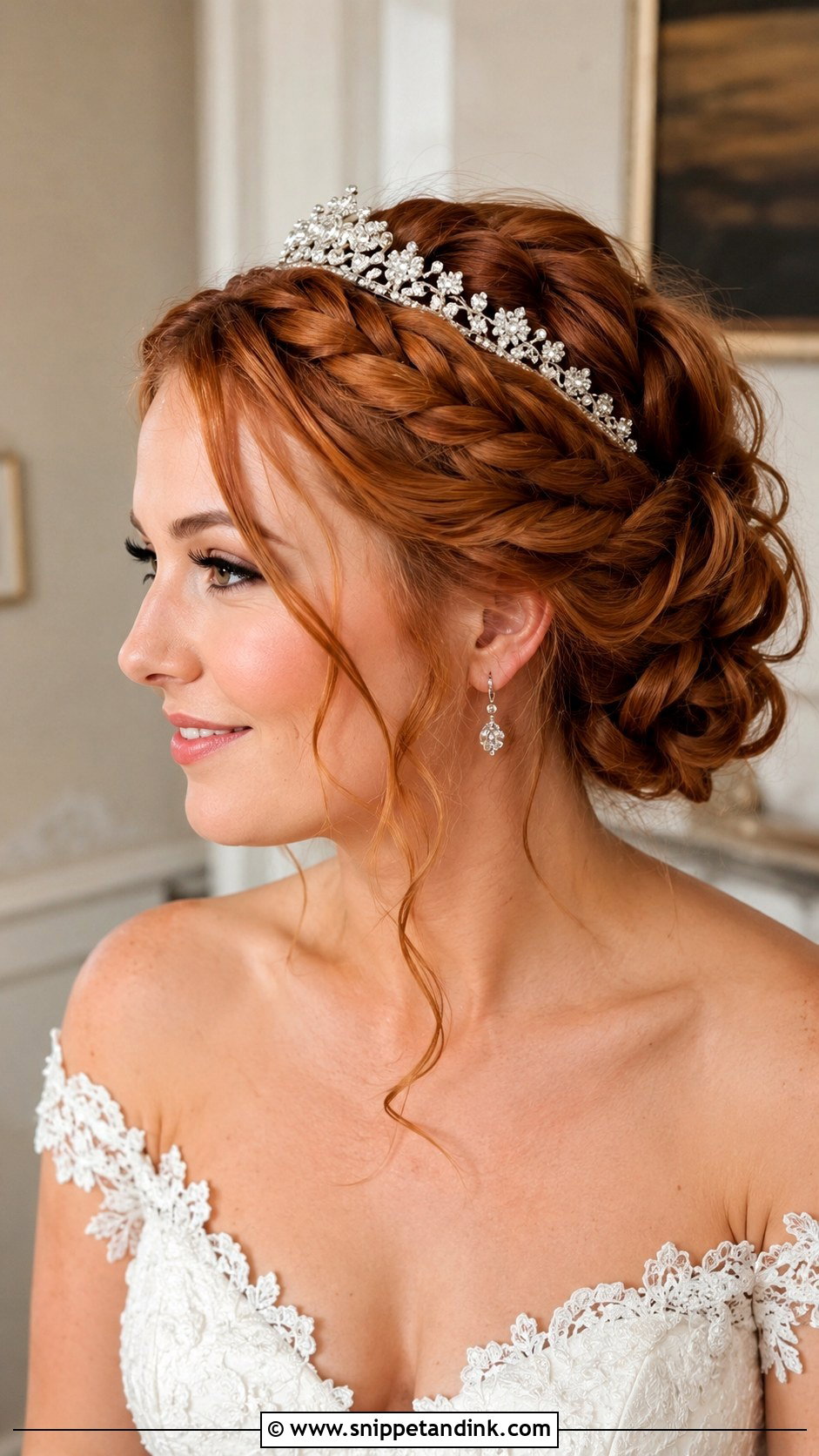 Rope Braid Updo With Tiara - Snippet and Ink - 20 Bridal Hair Tiara Ideas