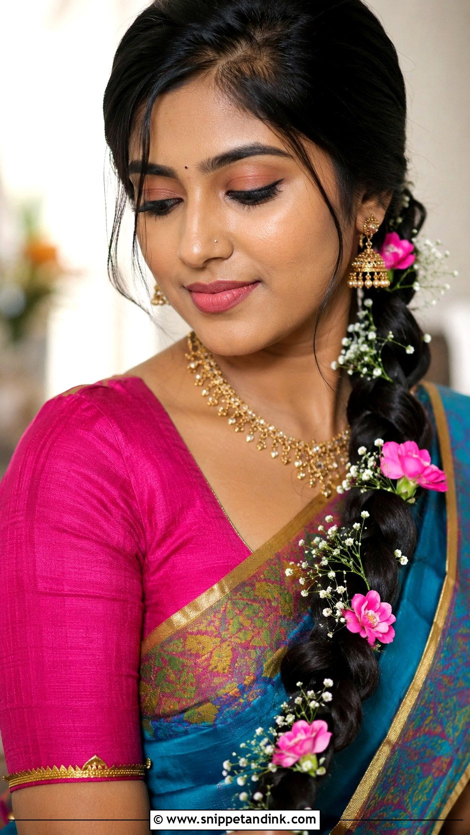 Rope Braid With Flowers - Snippet and Ink - 25 Indian Braided Hairstyles for Wedding