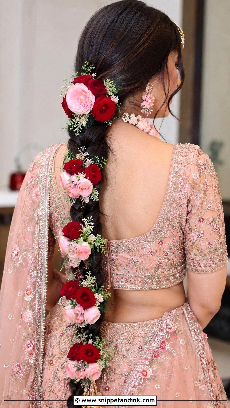 Rose Adorned Bridal Choti - Snippet and Ink - 25 Bridal Choti Hairstyle Ideas
