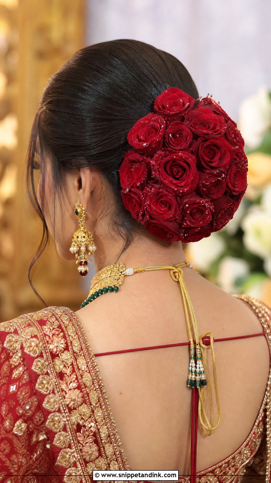 Rose Adorned Bridal Juda - Snippet and Ink - 20 Jura Hairstyle for Wedding Ideas