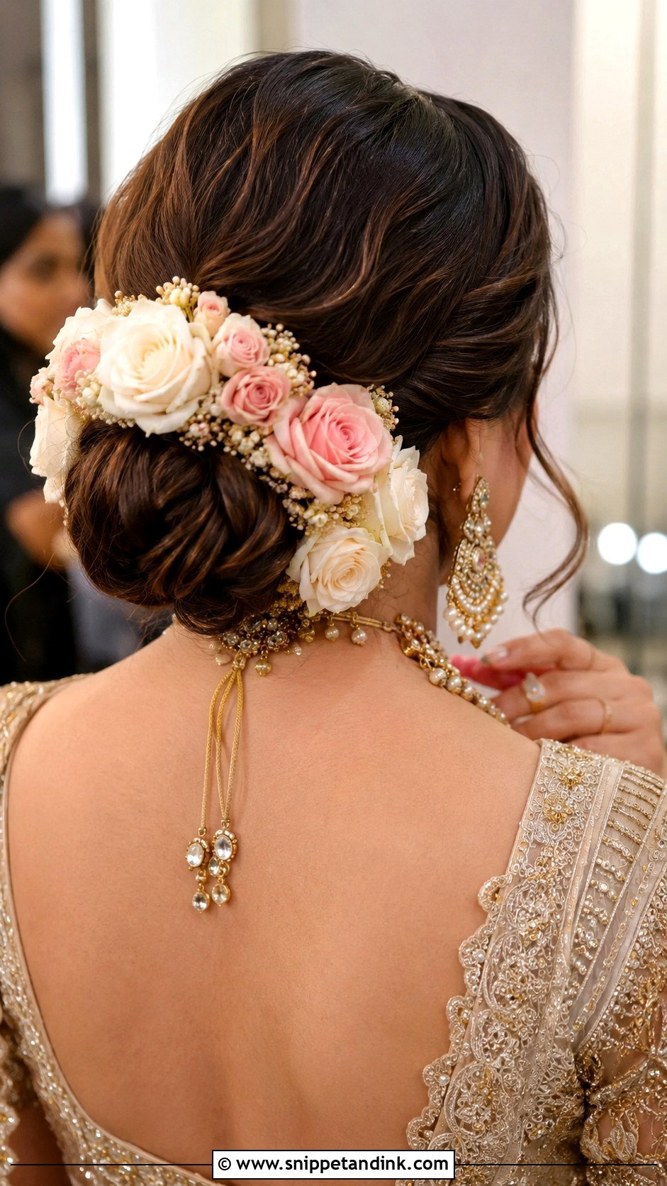 Rose Adorned Bun - Snippet and Ink - 25 Indian Bridal Hair Buns