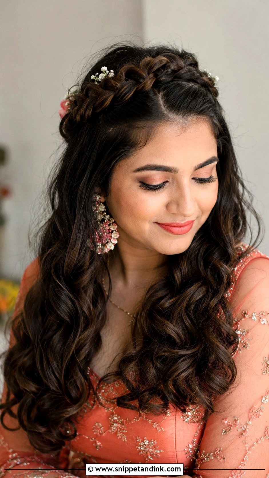 Rose Adorned Low Bun - Snippet and Ink - 25 Desi Wedding Hairstyles