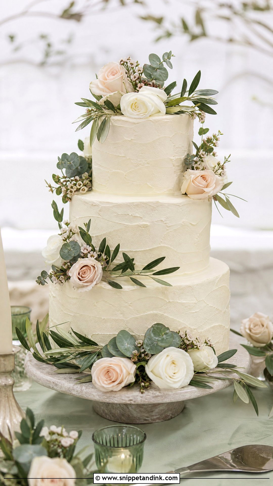 Rose And Greenery Wedding Cake - Snippet and Ink - 20 Roses Cake Design Ideas for Wedding