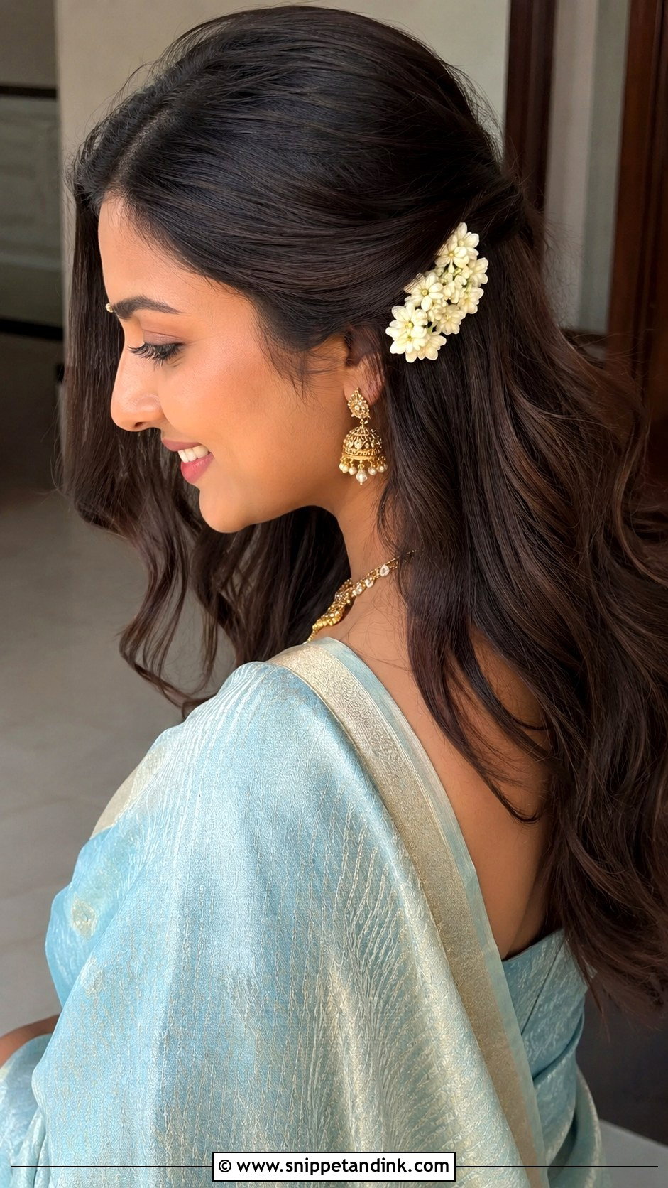 Rose And Jasmine Braid - Snippet and Ink - 25 South Indian Bride Engagement Hairstyle Ideas