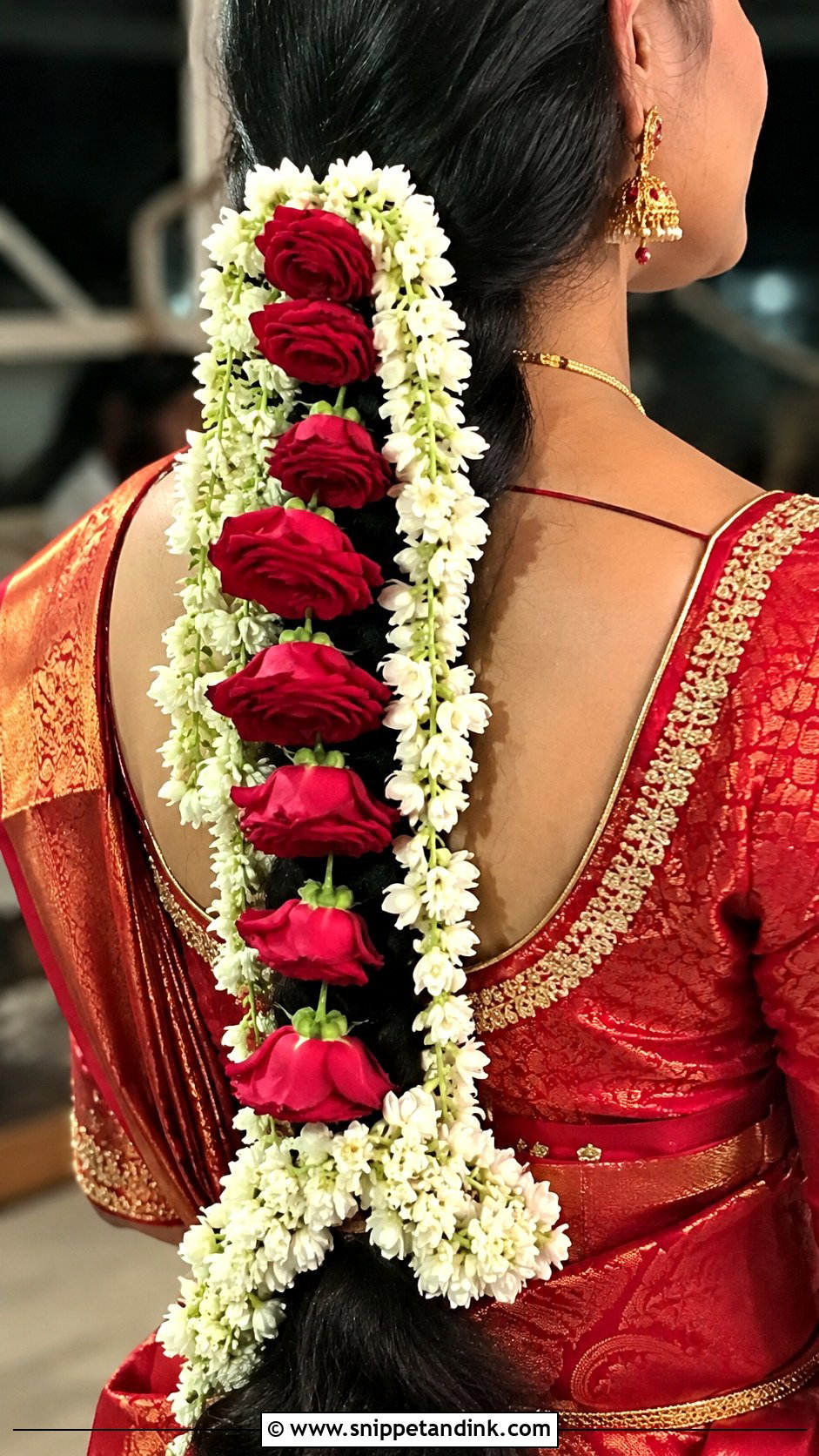 Rose And Jasmine Garland Braid - Snippet and Ink - 25 South Indian Wedding Braids Hairstyles