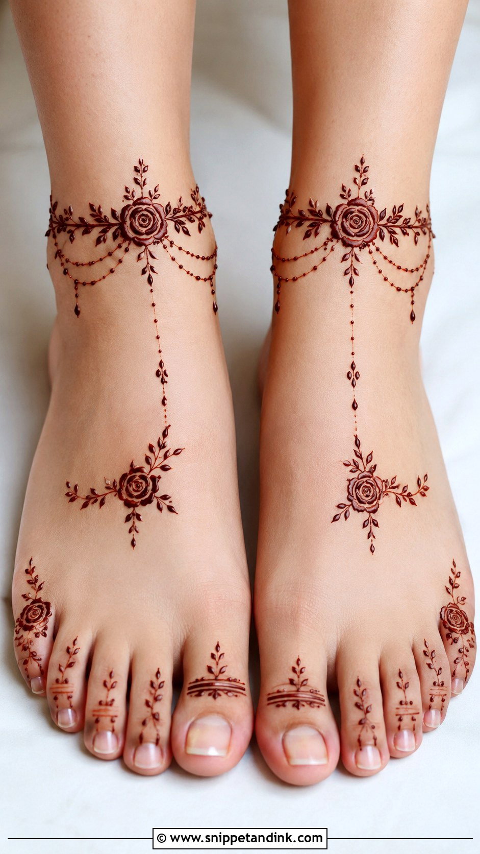 Rose Ankle Mehndi Design - Snippet and Ink - 35 Rose Mehndi Designs