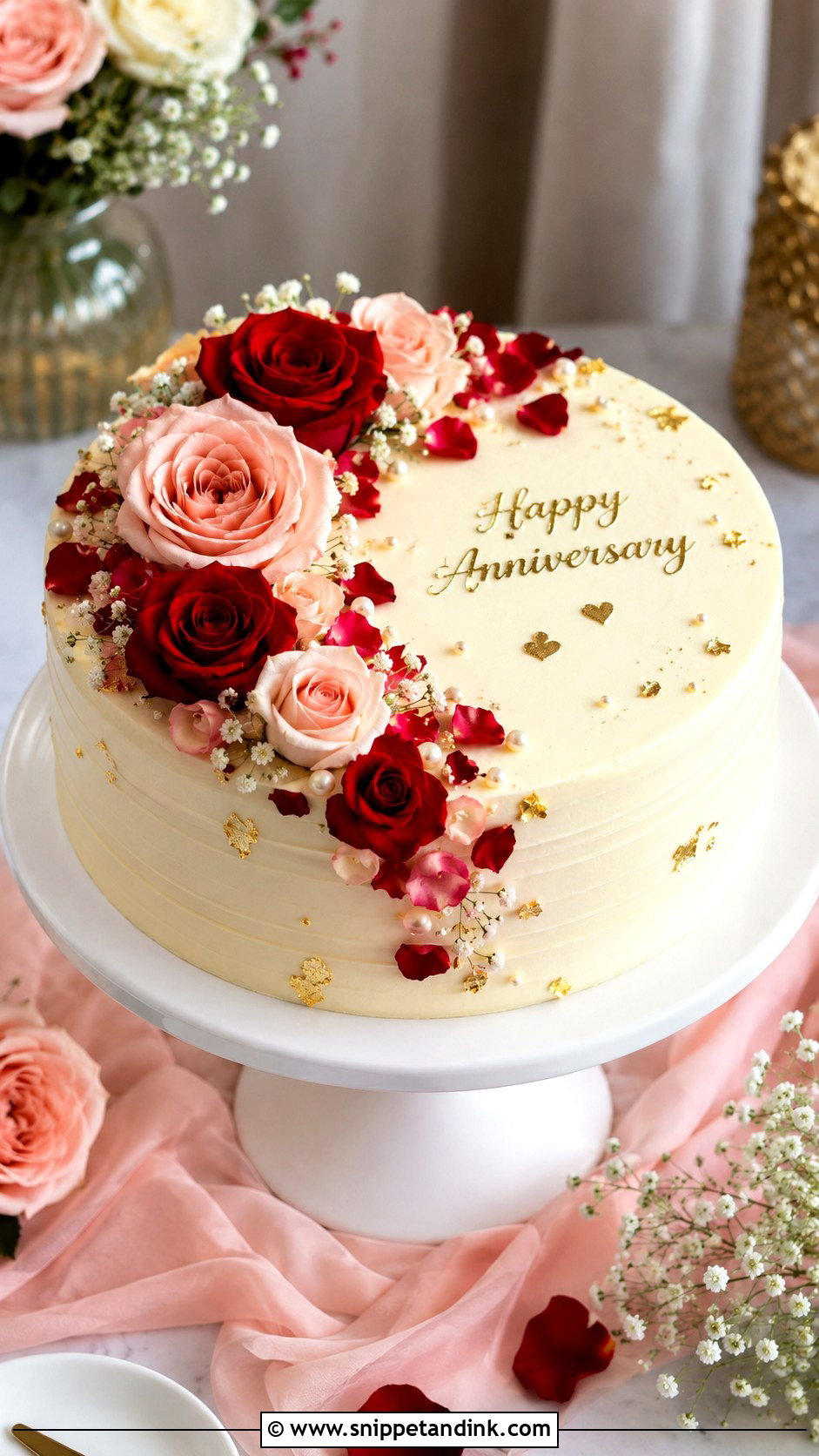 Rose Anniversary Cake - Snippet and Ink - 20 Aesthetic Anniversary Cake Designs