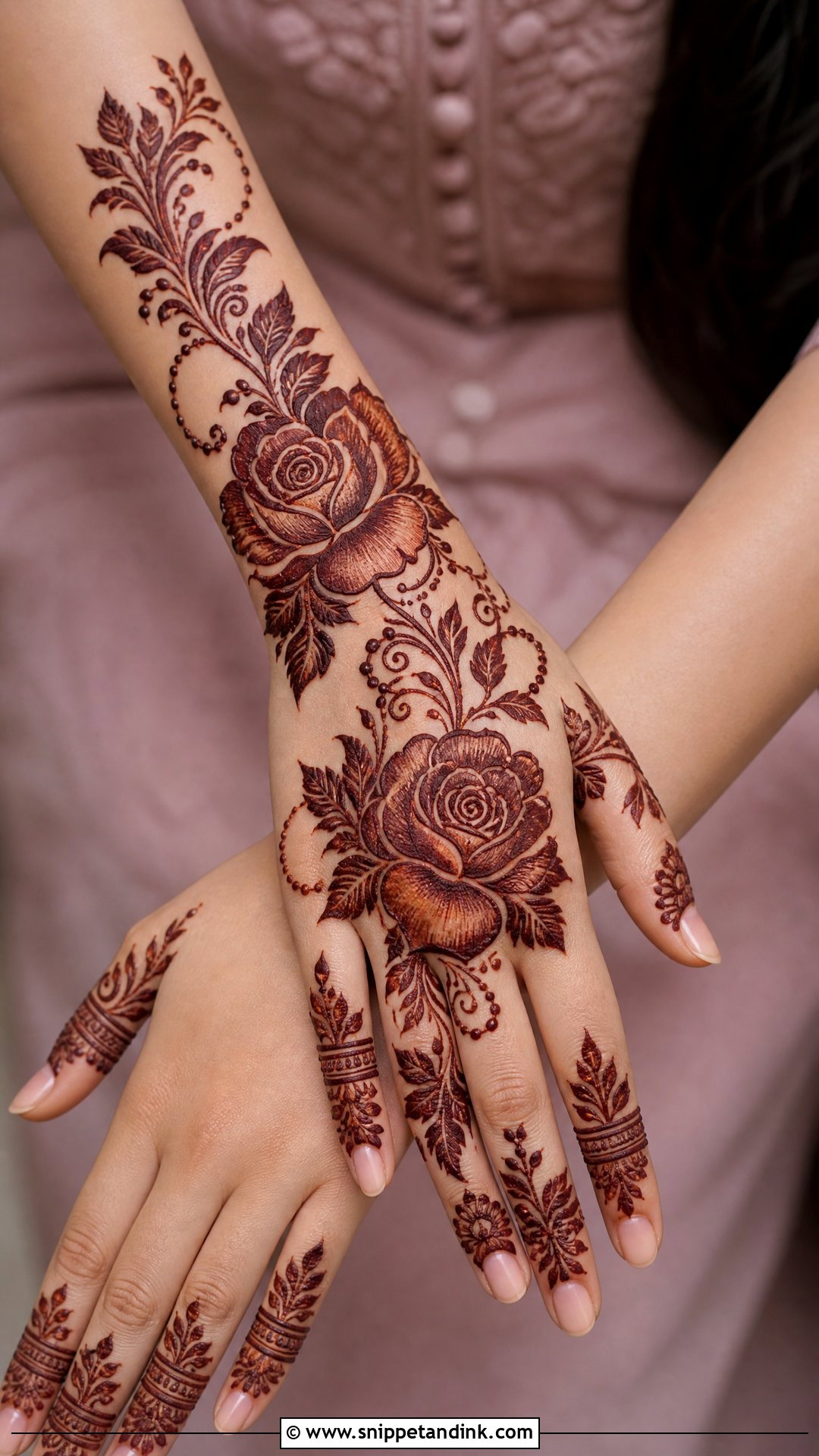 Rose Back Bridal Mehndi Design - Snippet and Ink - 25 Back Bridal Mehndi Designs