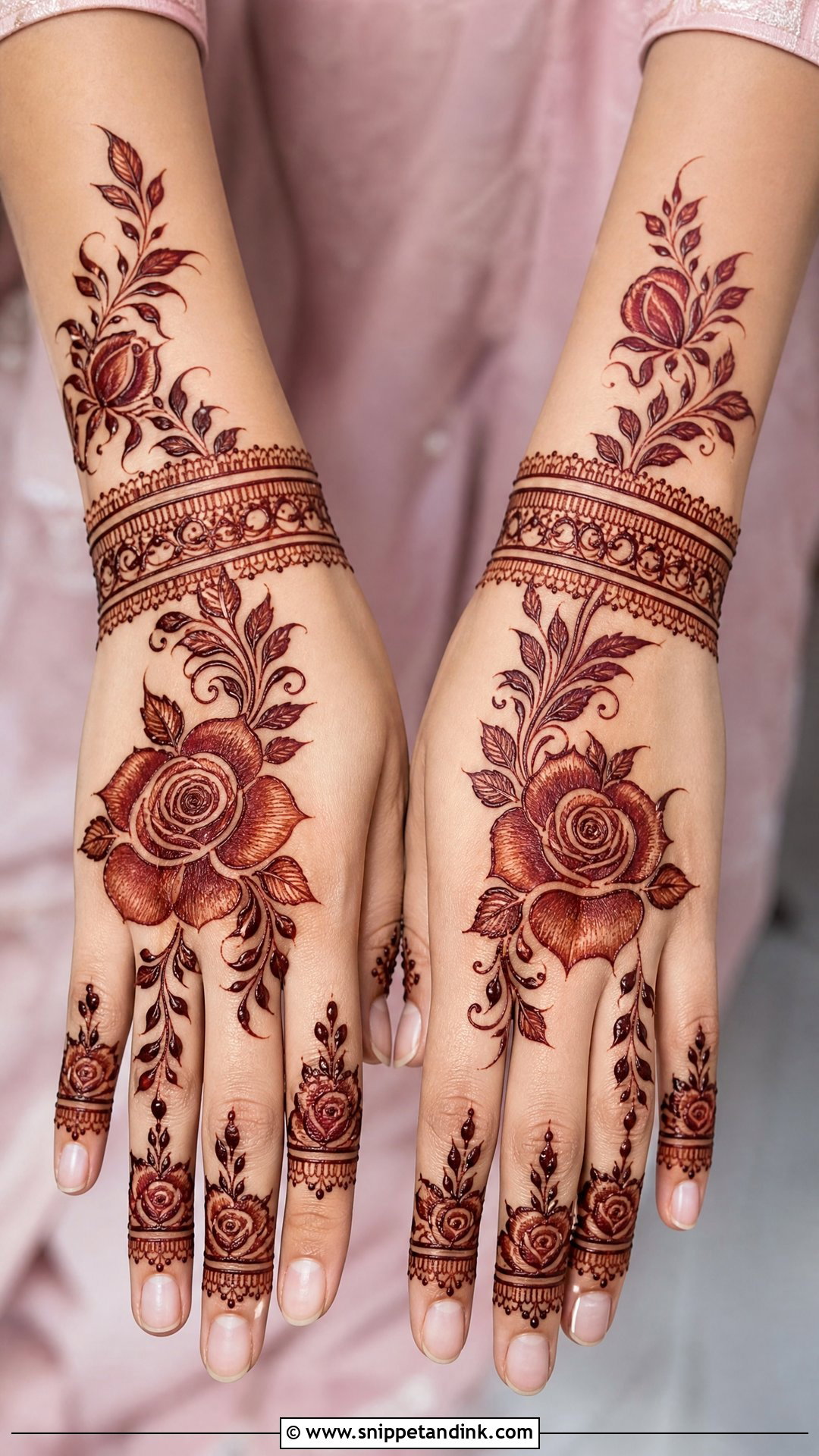 Rose Back Bridal Mehndi Design - Snippet and Ink - 20 Latest Unique Back Bridal Mehndi Designs