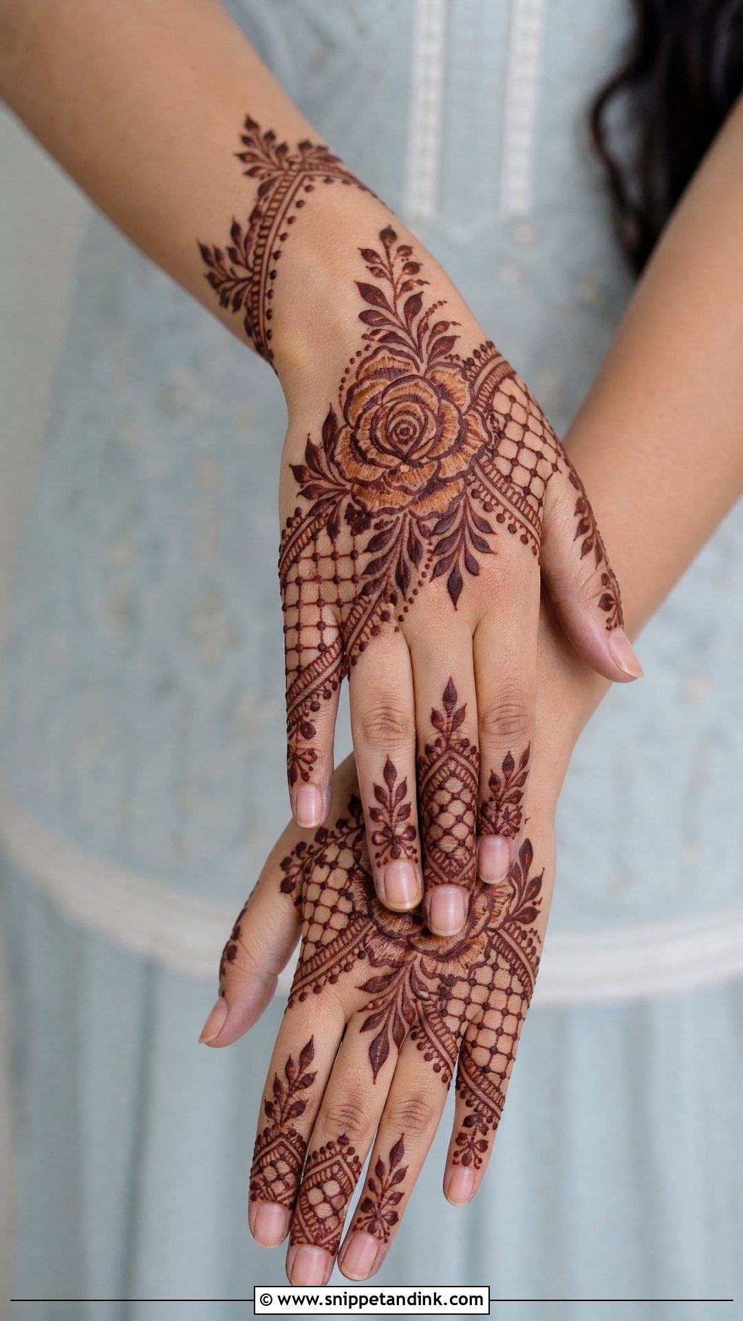 Rose Back Hand Check Mehndi Design - Snippet and Ink - 30 Back Hand Check Mehndi Design Ideas